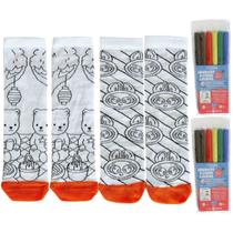 Kit 2 Pares Meias Infantil Para Pintar Colorir Personalizar Divertir Com Canetas Coloridas Hidrocor Menino Menina Kit 2 Pares Meias Infantil Para Pintar Colorir Personalizar Divertir Com Canetas Coloridas Hidrocor Menino Menina