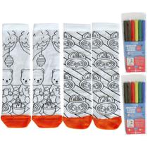 Kit 2 Pares Meias Infantil Para Pintar Colorir Personalizar Divertir Com Canetas Coloridas Hidrocor Menino Menina Kit 2 Pares Meias Infantil Para Pintar Colorir Personalizar Divertir Com Canetas Coloridas Hidrocor Menino Menina