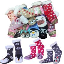 Kit 2 Pares Meias Térmica Juvenil Infantil Forrada Lã Pelinho Menina 30-34