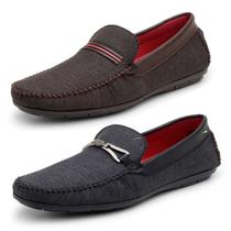 Kit 2 Pares Mocassim Casual Masculino Op Santos Dia a Dia Clássico Moderno e Leve Estilo Loafer