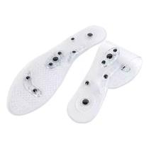 Kit 2 Pares Palmilha De Silicone Transparente Magnética Com 8 Imãs Alivio De Dores