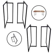 Kit 2 Pares Pé de Mesa Ferro 76,5x60 Preto Resistente