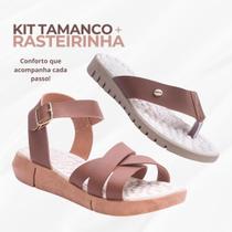 Kit 2 Pares Rasteirinha Sandália Feminina Ortopédica Tamanco Massageador Anatômico Confortável