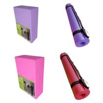 Kit 2 Pares Resistente Bloco + Tapete Yoga Verme Rosa Lilás Kit 2 Pares Resistente Bloco + Tapete Yoga Verme Rosa Lilás
