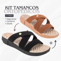 Kit 2 Pares Sandália Chinelo Feminino Massageador Esporão Kit 2 Pares Sandália Chinelo Feminino Massageador Esporão