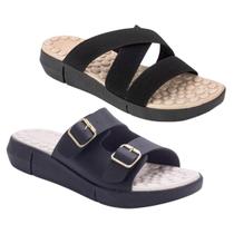 Kit 2 Pares Sandalia Chinelo Feminino Tamanco Ortopedico Massageador Confortável