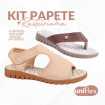 Kit 2 Pares Sandália Chinelo Ortopédico Feminino Rasteira Massageadora Confortável Macia