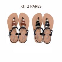 Kit 2 Pares Sandalia Feminina Confortavel Ortopédica Terapia dos Pés Kit 2 Pares Sandalia Feminina Confortavel Ortopédica Terapia dos Pés