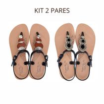 Kit 2 Pares Sandalia Feminina Confortavel Ortopédica Terapia dos Pés