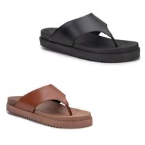 Kit 2 Pares Sandália Feminina Luxo Flat Tamanco Plataforma Chinelo Confortável Preto e Caramelo