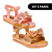 Kit 2 Pares Sandália Infantil Feminina Menina Escolar