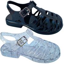 Kit 2 Pares Sandália Infantil Feminina Percatinha Menina Tratorada Glitter Escolar Confortável