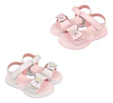 Kit 2 Pares Sandália Infantil Laço Feminina Leve Menina