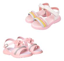 Kit 2 Pares Sandalia Infantil Leve Strass Colorida Feminina