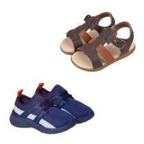 Kit 2 Pares Sandalia Infantil Masculina Tênis Calce Fácil Menino Papete Kit 2 Pares Sandalia Infantil Masculina Tênis Calce Fácil Menino Papete