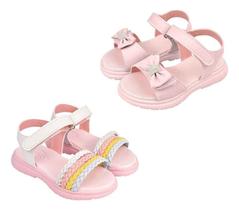 Kit 2 Pares Sandalia Infantil Menina Trança Laço Ajustavel Kit 2 Pares Sandalia Infantil Menina Trança Laço Ajustavel