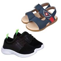 Kit 2 Pares Sandalia Infantil Menino Tenis Sem Cadarço Leve