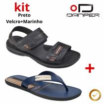 Kit 2 Pares Sandália Masculina Chinelo Danper tiras autocolantes/Premier Original Conforto