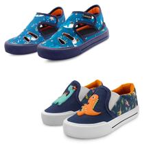 Kit 2 Pares Sandália Papete Infantil Azul Tubarão E Tênis Menino Dinossauro Gatatuya