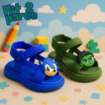 Kit 2 Pares Sandália Papete Infantil Baby Masculina Anatômica Macia Lançamento