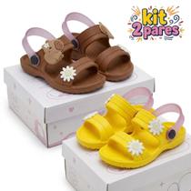 Kit 2 Pares Sandália Papete Infantil Kimimo Bichinhos Feminino
