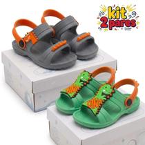 Kit 2 Pares Sandália Papete Infantil Kimimo Dinossauro Masculino