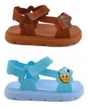 Kit 2 Pares Sandália Papete Infantil Masculina tiras autocolantes
