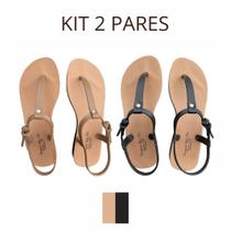 Kit 2 Pares Sandalia Rasteirinha Feminina Ortopédica Confortavel Terapia dos Pés