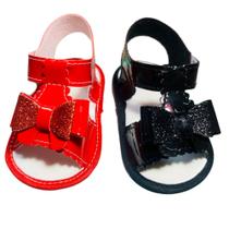 Kit 2 Pares Sandálias Laço Para Bebê Menina