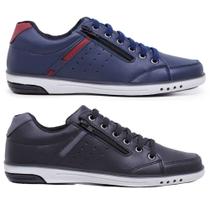 Kit 2 Pares Sapatênis Masculino Casual Fechamento Elastico e Ziper