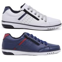Kit 2 Pares Sapatênis Masculino Casual Fechamento Elastico e Ziper