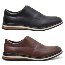 Kit 2 Pares Sapatênis Masculino Slip On Sem Cadarço Confortável Casual Trabalho Igreja Dia a Dia