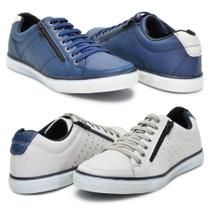 Kit 2 Pares Sapatenis Masculino Ziper Cadarço Casual Social Confortável 754 - Genérico