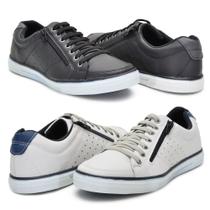 Kit 2 Pares Sapatenis Masculino Ziper Cadarço Casual Social Confortável 754