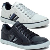Kit 2 Pares Sapatenis Masculino Ziper Cadarço Confortável