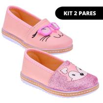 Kit 2 Pares Sapatilha e Sapatilha Feminina Infantil Menina Escolar