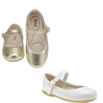Kit 2 pares sapatilha infantil menina b2a kids 9001 dourado branco
