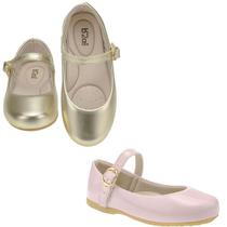 Kit 2 pares sapatilha infantil menina b2a kids 9001 dourado rosa