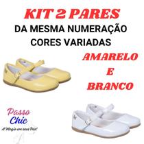 Kit 2 Pares Sapatilha Infantil Menina Verniz Lisa Confortável Boneca Moda Blogueirinha