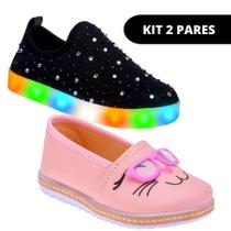 Kit 2 Pares Sapatilha Tênis Infantil Sapato Feminino Menina Escolar