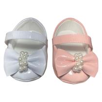 Kit 2 Pares Sapatilhas Femininas Perolas Para Bebê Menina e Reborn