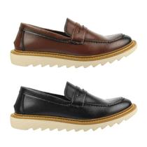Kit 2 Pares Sapato Casual Masculino Mocassim Loafer Sola Tratorada 2023