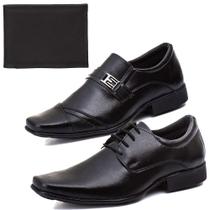 Kit 2 Pares Sapato Social Masculino Bico Quadrado Liso Trabalho Com Carteira Slim Porta Cartoes Kit 2 Pares Sapato Social Masculino Bico Quadrado Liso Trabalho Com Carteira Slim Porta Cartoes