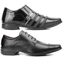 kit 2 pares sapato social masculino preto 1009/1111 otimo presente