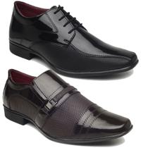 Kit 2 pares sapato social masculino preto e café