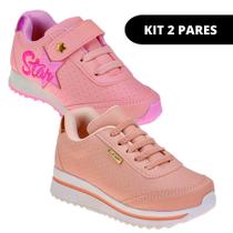 Kit 2 Pares Sapato Tênis Infantil Feminino de Menina Escolar