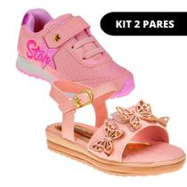 Kit 2 Pares Sapato Tênis Infantil Feminino e Sapatilha Menina Escolar - Club Happy