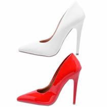 Kit 2 Pares Scarpin Feminino Ellas Online Branco/Vermelho