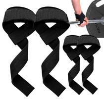 Kit 2 Pares Tala Luva Straps 100% Algodão PREMIUM Para Musculação Academia Funcional Treino Pesado