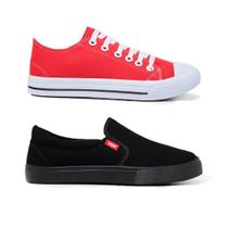 Kit 2 Pares Tênis All Colors e Casual Slip On Iate + Palmilha Com Bolha em Gel Anatômica